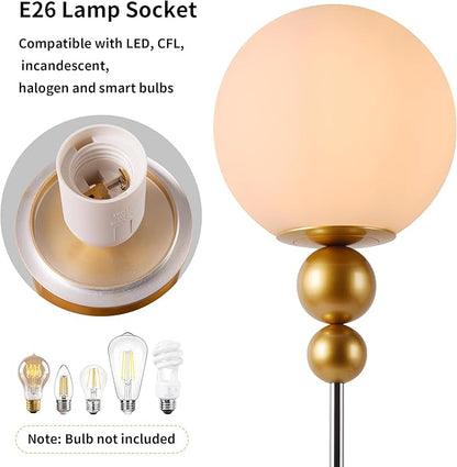 DEC LUCE DECOLUCE LIGHTING Modern Floor Lamps for Living Room, Globe Glass Shade Floor lamp for Bedroom, LED Standing lamp for Office, Corner