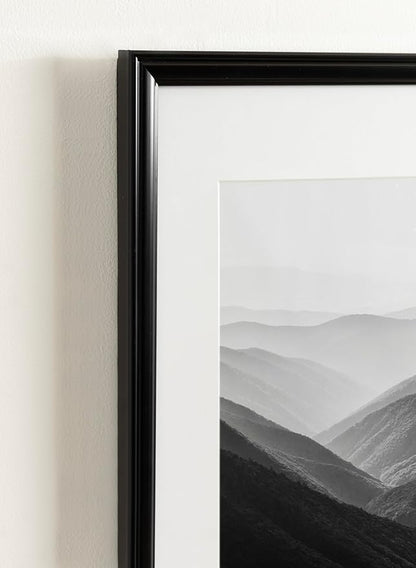 Kate and Laurel Adlynn Rectangle Picture Frame Set of 3; 14 x 18 matted to 11 x 14; Black; Modern Three-Piece Frame Set for Gallery Wall Frame Set in Living Room Wall Decor