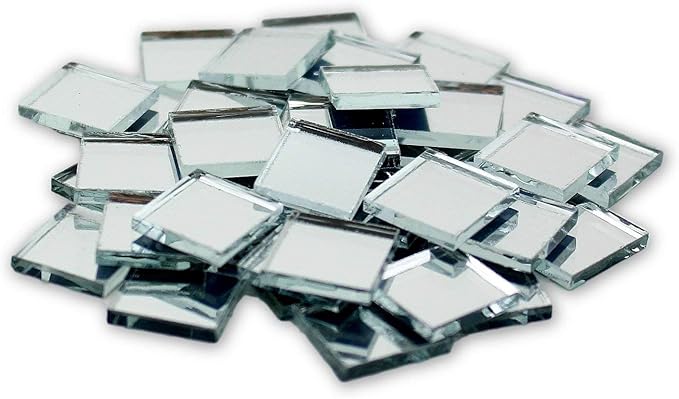 0.5 inch Small Mini Square Craft Mirrors Bulk 100 Pieces Mirror Mosaic Tiles