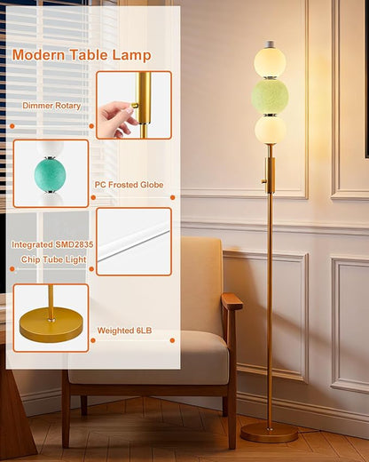 Lightdot Globe Floor Lamp with 3 Color Temperatures Smart LED Bulbs Included, Dimmable Unique Corner Floor Lamp, Blue Modern Standing Lamp Tall Lamp for Living Room/Bedroom/Gaming Room/Decor Office