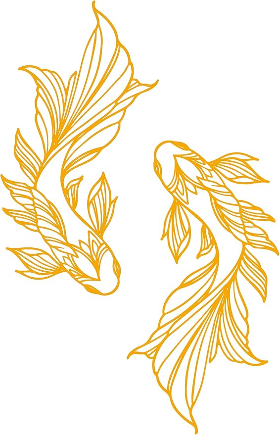 RESACO Koi Fish Metal Wall Art Japanese Art Wall Decor Iron Fish Gifts Asian Decorations for Living Room Bathroom Indoor Outdoor (Gold)