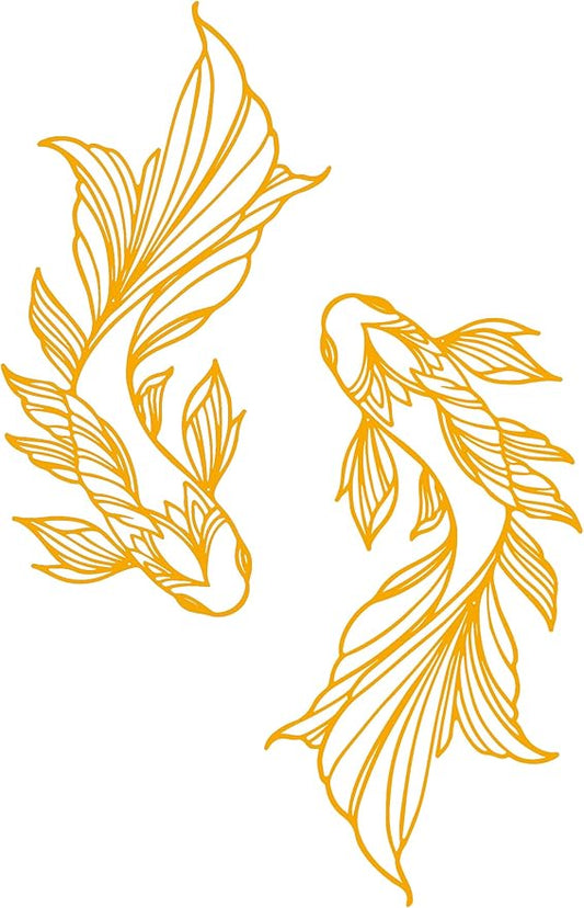 RESACO Koi Fish Metal Wall Art Japanese Art Wall Decor Iron Fish Gifts Asian Decorations for Living Room Bathroom Indoor Outdoor (Gold)