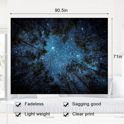 Llamazing Forest Tapestry Home Decor Landscape Tapestry Living Room Bedroom Decoration Tapestry Magic Tapestry Curtain (Looking Up at The Stars, 90.5''L×70.8''W)