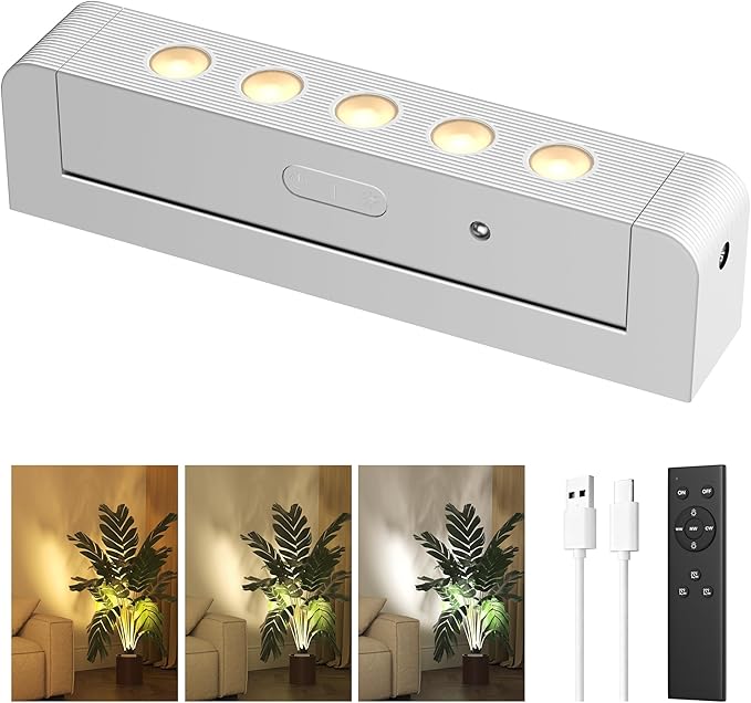 LED Spotlights Indoor, Rechargeable Uplights with Daily Auto Timer, 5500mAh Battery, 3CCT, Dimmable & Remote Control, Wireless Accent Lighting for Plants, Wall Display & Artwork