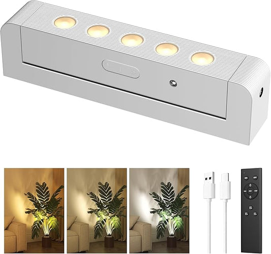 LED Spotlights Indoor, Rechargeable Uplights with Daily Auto Timer, 5500mAh Battery, 3CCT, Dimmable & Remote Control, Wireless Accent Lighting for Plants, Wall Display & Artwork