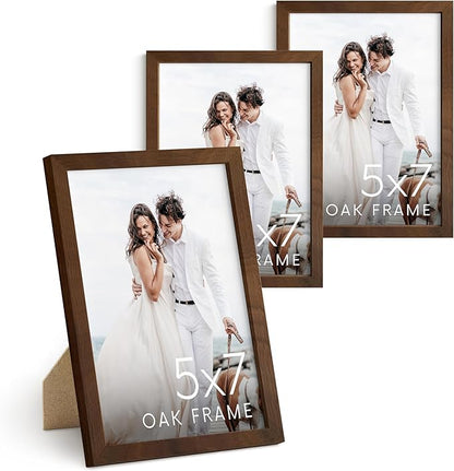HAUS AND HUES Standalone Walnut Oak Frame Set of 3-5x7