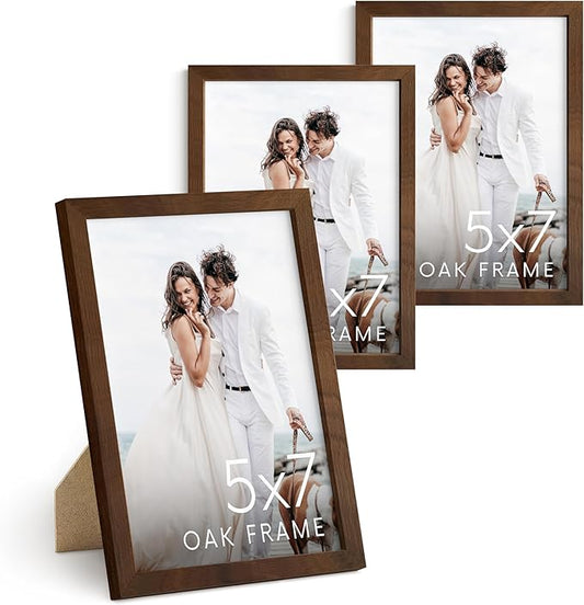 HAUS AND HUES Standalone Walnut Oak Frame Set of 3-5x7