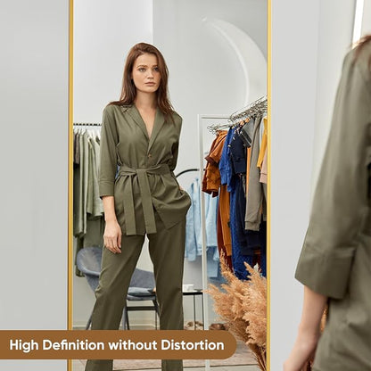 Sweetcrispy 71"x26" Full Length Mirror, Full Body Mirror with Aluminum Alloy Thin Frame, Leaning or Standing, Suitable for Bedroom, Livingroom, Cloakroom, Gold