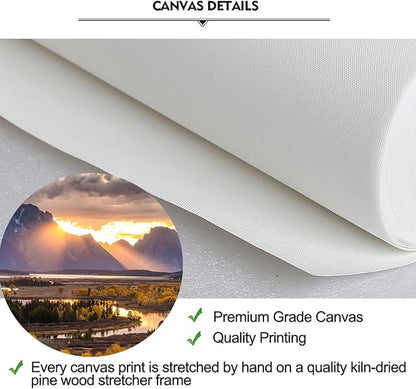iKNOW FOTO XLarge Canvas Set of 7 Wall Art Grand Teton National Park in Autumn in Wyoming USA Landscape Picture Prints Painting Scenery Wall Decor for Home Decorations 70x32 Inches