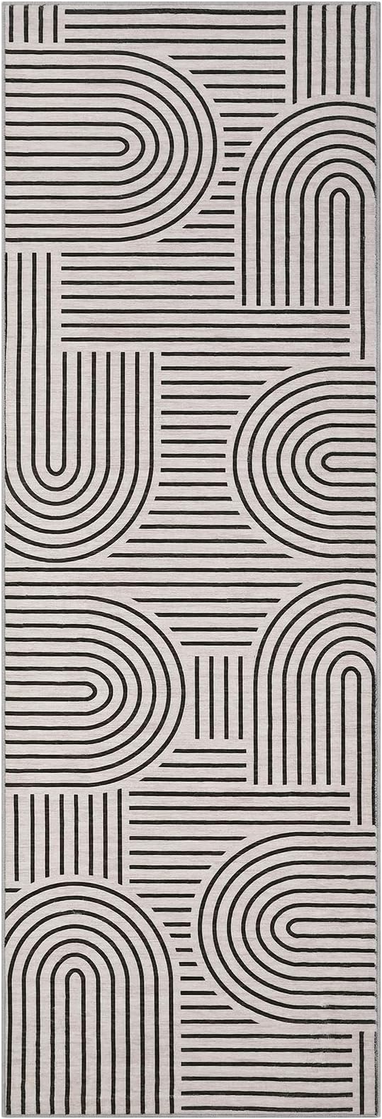 ROYHOME Modern Rug 2x6 Runners for Hallways, Abstract Kitchen Runner Rugs Non Slip Bath Runner, Rainbow Washable Runners Rug for Bedroom, Soft Long Rugs for Entryway Bathroom Laundry Dorm, Light Camel