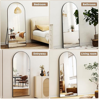 Easly Arched Full Length Mirror - 68" x 24" Large Floor Mirror Aluminum Frame Dressing Mirror with Stand for Bedroom/Living Room Wall Mounted