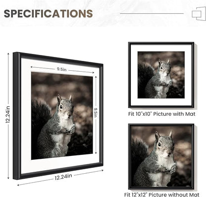Black Metal Picture Frame 12x12, Square 12 x 12 Picture Frames Set of 3, 12 by 12 Photo Frame Aluminum with Real Glass, Matted to 10x10, Black Wall Gallery Picture Frame 12x12 for Home Decor