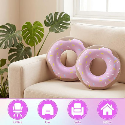 2 Pack Dount Pillows Food Round Throw Pillow 10 x 10 Inch Soft Plush Funny Food Shaped Doughnut Pillow Couch Chair Bed Bedroom Room Home Wedding, Anniversary