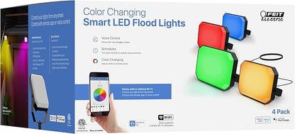 Feit E26 (Medium) Smart-Enabled LED Floodlight Bulb Color Changing 20 Watt Equivalence 4 pk