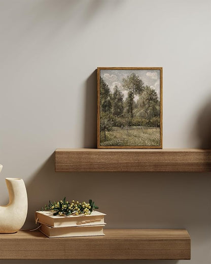 InSimSea Framed Canvas Prints Art Vintage Decor, Home Decor Poplars in Garden Classical Oil Painting Canvas Prints, Rustic Wall Decor for Bedroom Bathroom Living Room Office, 8"x10"