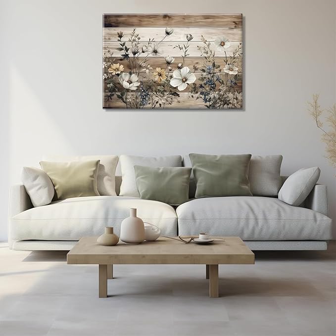 EGMAVQZY Vintage Floral Wall Art Rustic Flowers Wall Decor Farmhouse Canvas Poster Picture for Home Wall Decor, Living Room and Bedroom Decor 16x24 Inch Ready to Hang