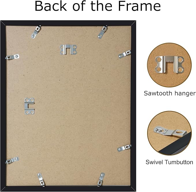 brisafe 11x14 Picture Frames Set of 6, Display Pictures 8x10 with Mat or 11x14 without Mat, Gallery Photo Frames for Wall, Mothers Day Gifts, Black