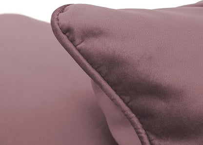 FDP 18" x 18" Velvet and Vinyl Square Pillow Set with Piping Decorative Throw Pillow for Home Dcor in Living Room, Bedroom or Lounge (2-Pack) - Mauve, 15162-112