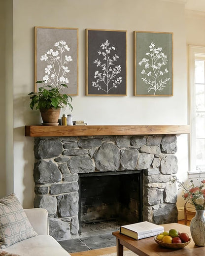 Drsoum Flower Framed Wall Art Vintage Floral Minimalist Wall Hanging Decor Farmhouse Colorful Botanical Prints Artwork for Bedroom Living Room Hallway 16x24in Natural Framed