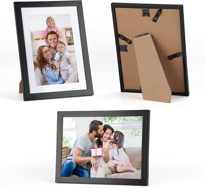 Giftgarden Black 5x7 Picture Frame Set of 10, Matted to 4x6 Picture with Mat or Multi 5x7 Photo without Mat, Wall Hanging or Tabletop Display