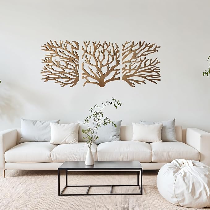 Tree of Life Wall Art Wooden Tree Life Wall Decor with Three Birds 12 Inch Round Family Tree Life Wall Hanging Plaque for Bedroom Living Room Kitchen Office Farmhouse Decor Indoor Outdoor (Tree of Life Wall Art - Wood Color)