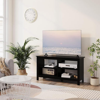 Gyger 43 Inches TV Stand,Mid Century Modern Entertainment Center with 4 Open Shelves Farmhouse TV Media Console Table for Living Room,Bedroom,Television Stand up to 50 Inches(Black)