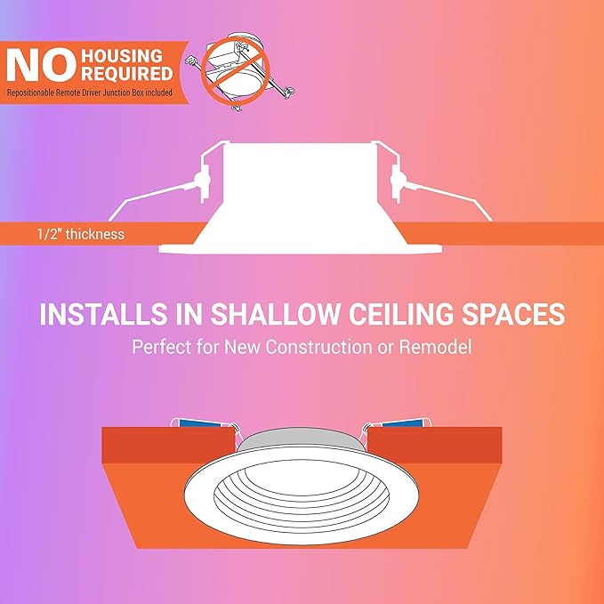 HALO 4 inch Smart Wi-Fi Recessed Canless LED Downlight 4-Pack, Connected by WiZ Pro with SpaceSense Motion Detection, Tunable White, 16M+ Colors WiZ App Control, Wet Rated, Dimmable - RLWZC409-4PK