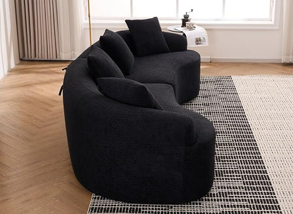 KEIKI Curved Chenille Modular Sectional Couches with Pillows, 4 Seater Oversized Upholstered Luxury Plush Cloud Sofa for Living Room Apartment, Full Compression Sponge,