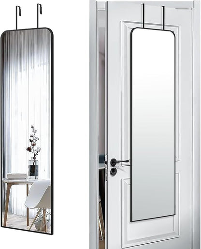 SCWF-GZ 47x14 Mirror Full Length Door Hanging Wall Mounted Aluminum Alloy Metal Frame Dressing Make-up Save Space Half Body Mirrors for Entryway Bedroom Bathroom Living Room 47 inch Black