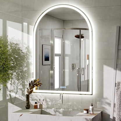 BEAUTYPEAK 40x30 LED Arch Bathroom Mirror with Lights, Anti-Fog, Dimmable, Backlit + Front Lit, Lighted Bathroom Vanity Mirror for Wall, 3 Colors, Memory Function, Tempered Glass, Shatter-Proof