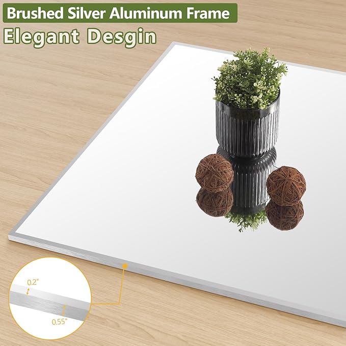 MELOMOIR 44"x72" Oversized Floor Mirror, Free Standing Leaning or Hanging, Suitable for Bedroom Living Room Home Gym Cloakroom, Thin Aluminum Frame, Tempered Glass, Silver