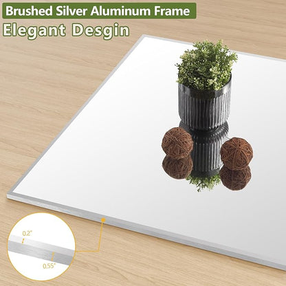 MELOMOIR 44"x72" Oversized Floor Mirror, Free Standing Leaning or Hanging, Suitable for Bedroom Living Room Home Gym Cloakroom, Thin Aluminum Frame, Tempered Glass, Silver