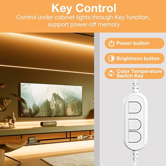 DAYBETTER Under Cabinet Lighting, 10 PCS Under Cabinet Lights, 2700K-6500K Tunable White LED Strip Lights with APP, Dimmer, 24V Power Adapter, LED Lights for Bedroom, Kitchen, Shelf, Counter, 16.4ft