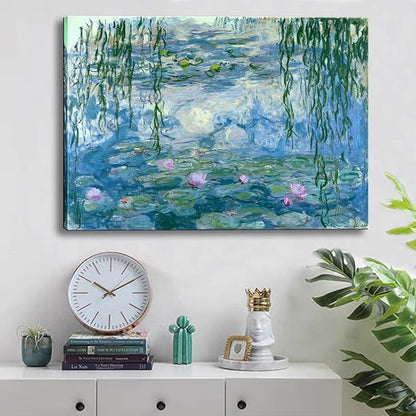 Claude Monet Canvas Wall Art - Water Lilies Classic Artwork Picture Print with Framed Painting for Home Office Wall Decor-16" x24"