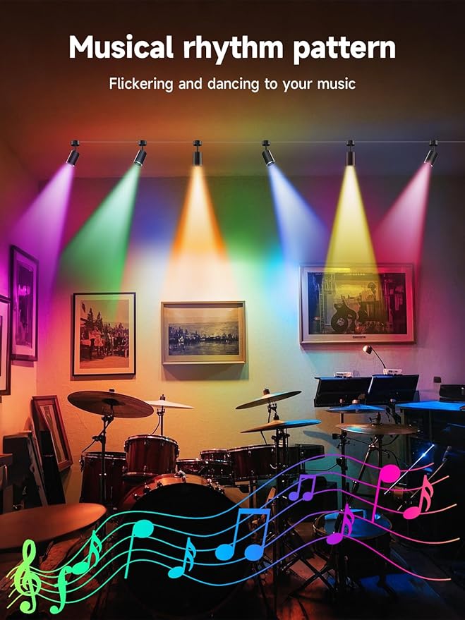Tyute LED Spot Lights Indoor, RGB Color Changing Uplighting with App & Remote Control, Music Sync, Timer Function, Ambient Lighting Indoor Spotlight for Living Room Bedroom Party Decoration