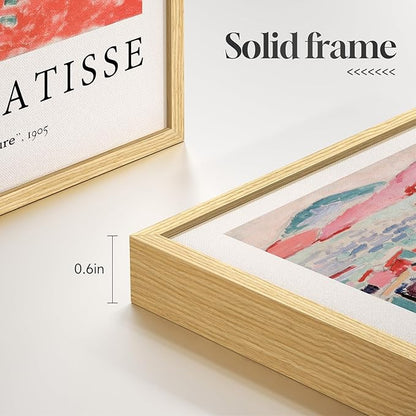 Framed Matisse Wall Art for Living Room, 6 Pieces Abstract Colorful Canvas Artwork for Walls, Henri Matisse Vintage Boho Landscape Pictures for Bedroom, Dining Room, Hallway, Home Office Decor 11x14