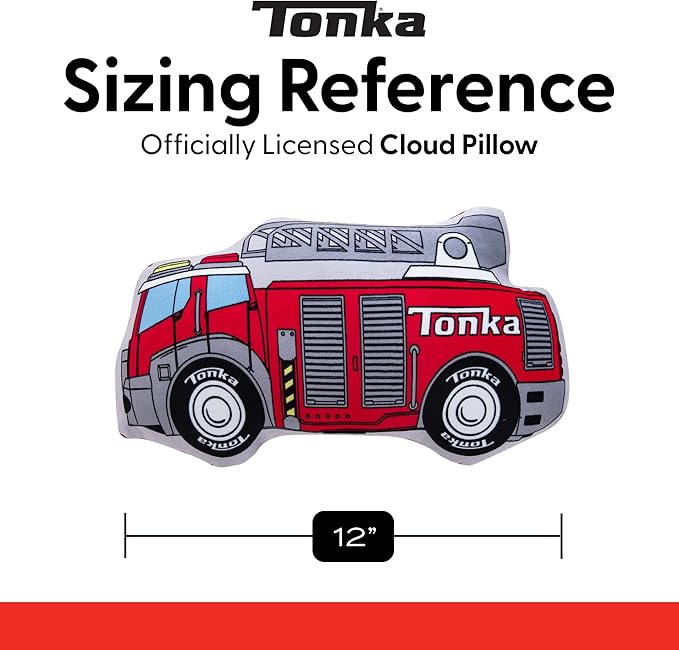 Northwest Hasbro Tonka Fire Truck Cloud Pillow, Plush Comfort for Kids Adults, Bedroom Playroom Decor, Spot Clean, 12 Inch