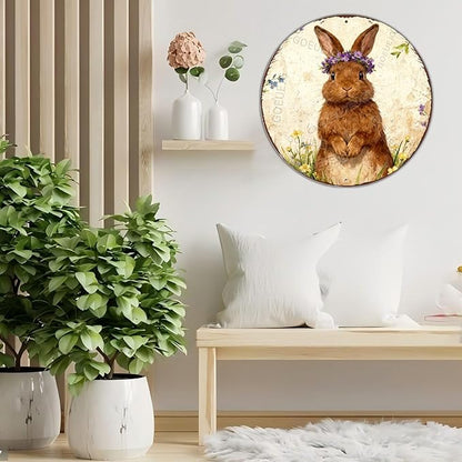 Easter Bunny Tin Sign Farmhouse Wall Decor For Kitchen Living Room Garden Spring Season Display 12X12Inch