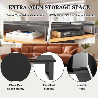 aboxoo 59" Large TV Riser Stand for 32-75 Inch TV, TV Shelf with Steel Legs, Tabletop TV Riser for Home Living Room, Study Office (Black)