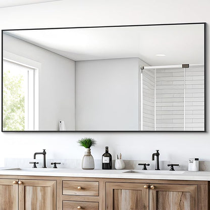 DESBING Black Bathroom Mirror for Wall, 30x60 Inch Rectangle Mirrors with Metal Frame, Modern Vanity Wall Mirror Decor for Entryway Hangs, Bathroom Living Room Horizontal or Vertical