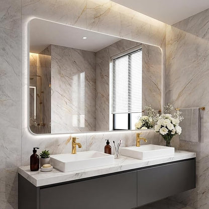 EOGOW LED Bathroom Mirror with Lights,48"x30" Backlit LED Mirror for Bathrooms with Anti-Fog,Dimmable,3 Colors Bathroom Mirror, Wall Mounted Horizontal/Vertical Vanity Mirrors,Tempered Glass
