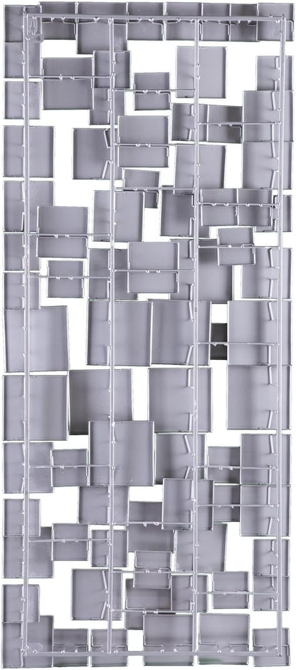 SEI Furniture Wavson Wall Sculpture, Geometric 3D Design, Unique Mounting Wall Art, Silver, 47.00" x 2.25"