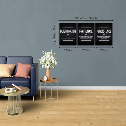 KAWAHONE Inspirational Quotes Wall Art, Motivational Determination Patience Persistence Poster Positive Affirmation Wall Picture for Home Office Bedroom Dorm Gift for Business Ready to Hang