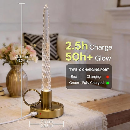 L LOHAS LED Flameless Candles, 3 Level Brightness Adjustable, 1000mAh Rechargeable Battery Operated Candles, 3000K Soft White, Fake Candles for Valentines Aniversary Wedding, 3.54"x2.95"x10", 2 Pack