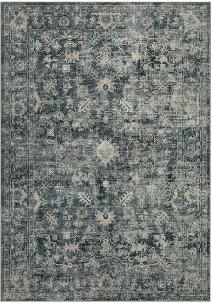 Rugxara 3x5 Rug for Entryway Bedroom, Blue 3x5 Washable Area Rug, Vintage Retro Boho Throw Rug, Non Slip & Low Pile Small Carpet for Indoor Kitchen, Bedside, Living Room, Bathroom and Dining