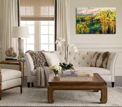 Palm Trees with Golf Course Canvas Wall Art for Living Room Bedroom Bathroom Home Decorations Coachella Valley Mountain Picture Wall Decor Prints Modern Framed Artwork Ready to Hang(18''H x 24''W)