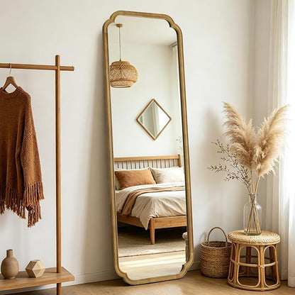 WallBeyond Full Length Mirror Wall Mounted 71"x24", Rustic Wooden Frame Floor Mirror, Large Full Body Mirror for Bedroom, Leaning or Hanging Against Wall (Natural Solid Wood)