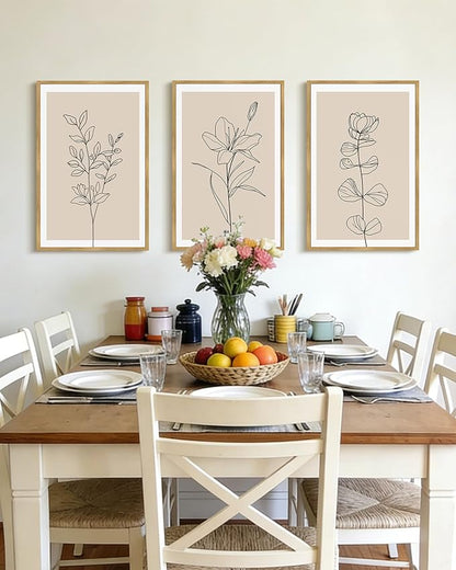 Drsoum Flower Bouquet Framed Retro Wildflower Botanical Pictures Prints Minimalist Modern Nature Plant Floral Rustic Artwork Bedroom Hallway Ready to Hang 16x24in Natural Framed