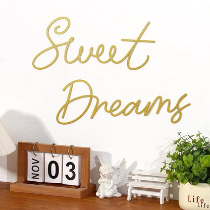Zzbakress Sweet Dreams Wall Decor For Bedroom, Black Metal Above Bed Wall Decor Large Modern Living Room Farmhouse Sign Wall Decorations For Office Home Bedroom Art (Gold, Farmhouse)