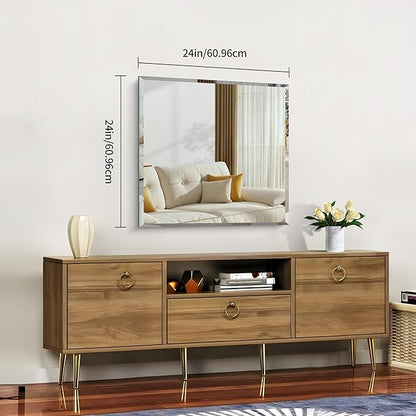 CILIBER Beveled Mirror, 24x24 Square Bathroom Mirrors for Wall, 3mm Tempered Glass Frameless Vanity Mirror Over Sink with Beveled Edge for Bathroom,Bedroom,Living Room and Entryway